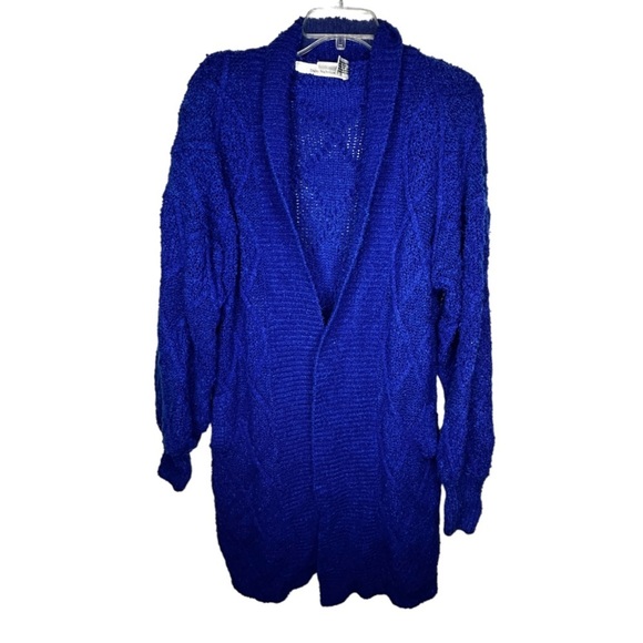 Vintage Yarn Works‎ Long Blue Cardigan Sweater - Picture 1 of 8